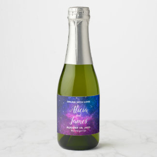 Galaxy Stars Wedding Favour Sparkling Wine Label
