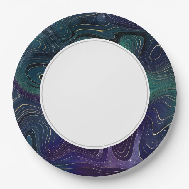 Galaxy Strata Green Purple   Paper Plate (Front)