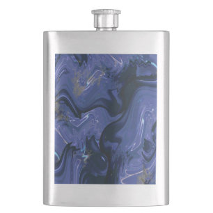 Galaxy Swirl Blue Abstract Cosmic Pattern Hip Flask