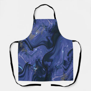 Galaxy Swirl Blue Glitter Abstract Cosmic Pattern  Apron