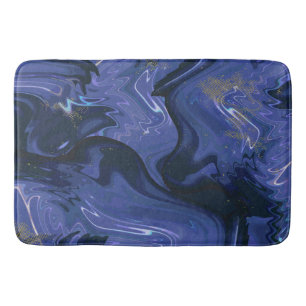 Galaxy Swirl Blue Glitter Abstract Cosmic Pattern Bath Mat