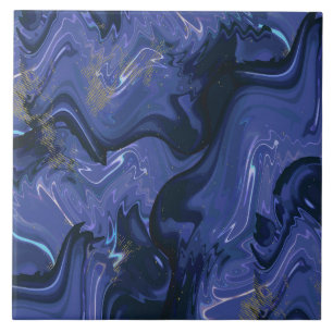 Galaxy Swirl Blue Glitter Abstract Cosmic Pattern  Ceramic Tile