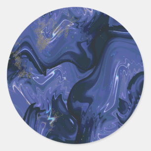 Galaxy Swirl Blue Glitter Abstract Cosmic Pattern  Classic Round Sticker