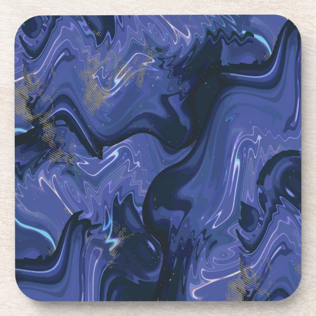 Galaxy Swirl Blue Glitter Abstract Cosmic Pattern  Coaster (Front)