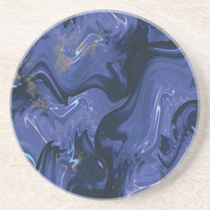 Galaxy Swirl Blue Glitter Abstract Cosmic Pattern Coaster