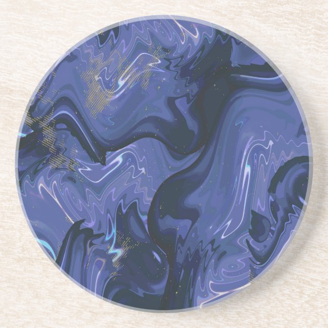 Galaxy Swirl Blue Glitter Abstract Cosmic Pattern  Coaster (Front)