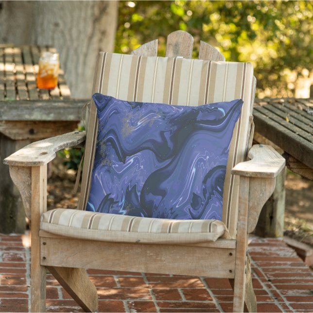 Galaxy Swirl Blue Glitter Abstract Cosmic Pattern  Cushion (Chair)