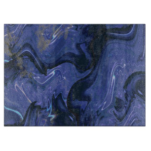 Galaxy Swirl Blue Glitter Abstract Cosmic Pattern  Cutting Board