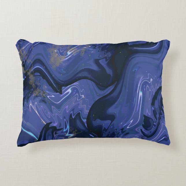 Galaxy Swirl Blue Glitter Abstract Cosmic Pattern  Decorative Cushion (Front)