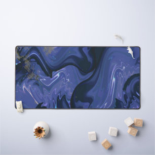 Galaxy Swirl Blue Glitter Abstract Cosmic Pattern Desk Mat