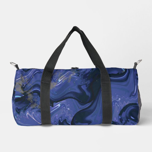 Galaxy Swirl Blue Glitter Abstract Cosmic Pattern  Duffle Bag (Front)