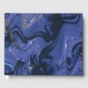 Galaxy Swirl Blue Glitter Abstract Cosmic Pattern Guest Book