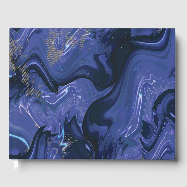 Galaxy Swirl Blue Glitter Abstract Cosmic Pattern  Guest Book (Front)