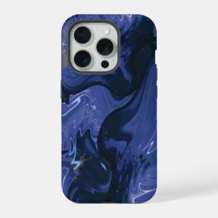 Galaxy Swirl Blue Glitter Abstract Cosmic Pattern iPhone 15 Pro Case