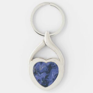 Galaxy Swirl Blue Glitter Abstract Cosmic Pattern Key Ring