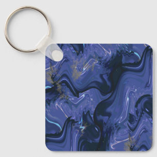 Galaxy Swirl Blue Glitter Abstract Cosmic Pattern  Key Ring