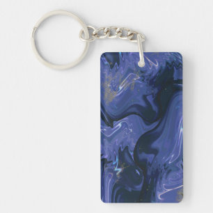 Galaxy Swirl Blue Glitter Abstract Cosmic Pattern Key Ring