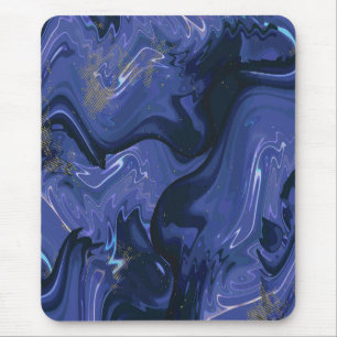 Galaxy Swirl Blue Glitter Abstract Cosmic Pattern Mouse Pad