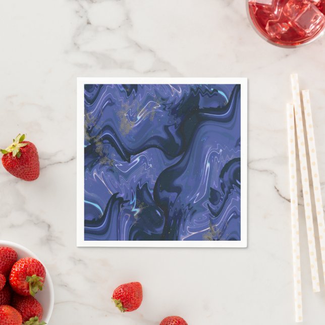 Galaxy Swirl Blue Glitter Abstract Cosmic Pattern  Napkin (Insitu)