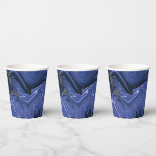 Galaxy Swirl Blue Glitter Abstract Cosmic Pattern Paper Cups