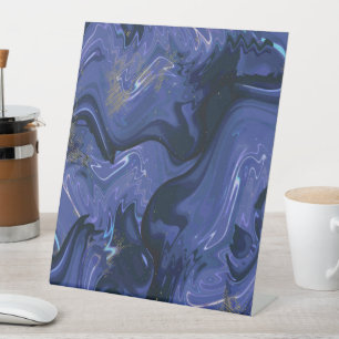 Galaxy Swirl Blue Glitter Abstract Cosmic Pattern Pedestal Sign