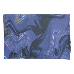 Galaxy Swirl Blue Glitter Abstract Cosmic Pattern  Pillowcase
