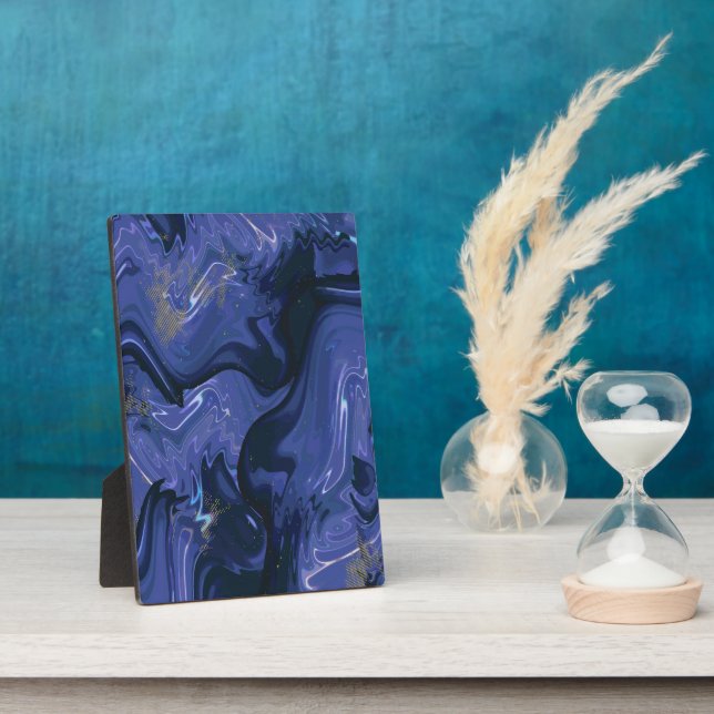 Galaxy Swirl Blue Glitter Abstract Cosmic Pattern  Plaque (Side)
