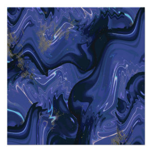 Galaxy Swirl Blue Glitter Abstract Cosmic Pattern Poster