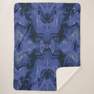 Galaxy Swirl Blue Glitter Abstract Cosmic Pattern Sherpa Blanket