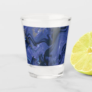 Galaxy Swirl Blue Glitter Abstract Cosmic Pattern Shot Glass