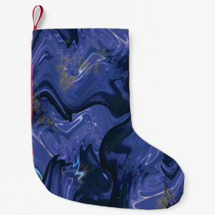 Galaxy Swirl Blue Glitter Abstract Cosmic Pattern  Small Christmas Stocking