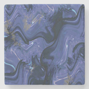Galaxy Swirl Blue Glitter Abstract Cosmic Pattern  Stone Coaster