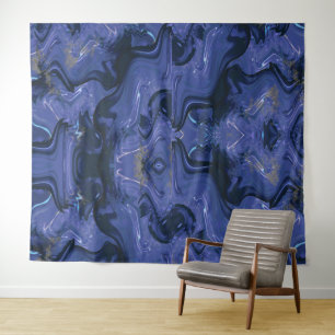 Galaxy Swirl Blue Glitter Abstract Cosmic Pattern  Tapestry
