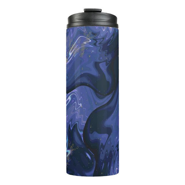 Galaxy Swirl Blue Glitter Abstract Cosmic Pattern  Thermal Tumbler (Front)
