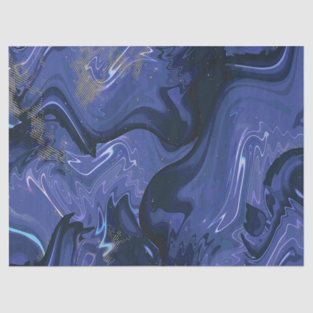 Galaxy Swirl Blue Glitter Abstract Cosmic Pattern  Tissue Paper (Front)