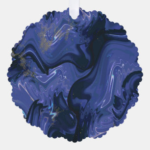 Galaxy Swirl Blue Glitter Abstract Cosmic Pattern Tree Decoration Card