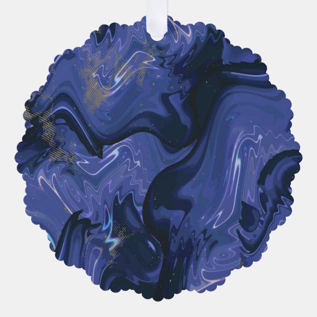 Galaxy Swirl Blue Glitter Abstract Cosmic Pattern  Tree Decoration Card (Front)