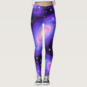 Galaxy Swirls Pattern Dreamy Cosmic Nebula Design Leggings