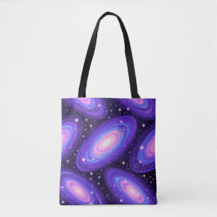 Galaxy Swirls Pattern Dreamy Cosmic Nebula Design Tote Bag