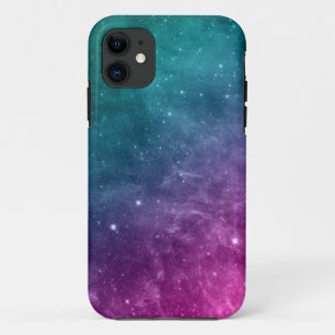 Galaxy Teal Pink Blue Nebula Stars iPhone 11 Case