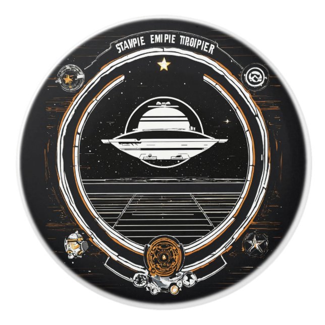 "Galaxy-Themed Ceramic Pull – Unique UFO & Space  (Front)