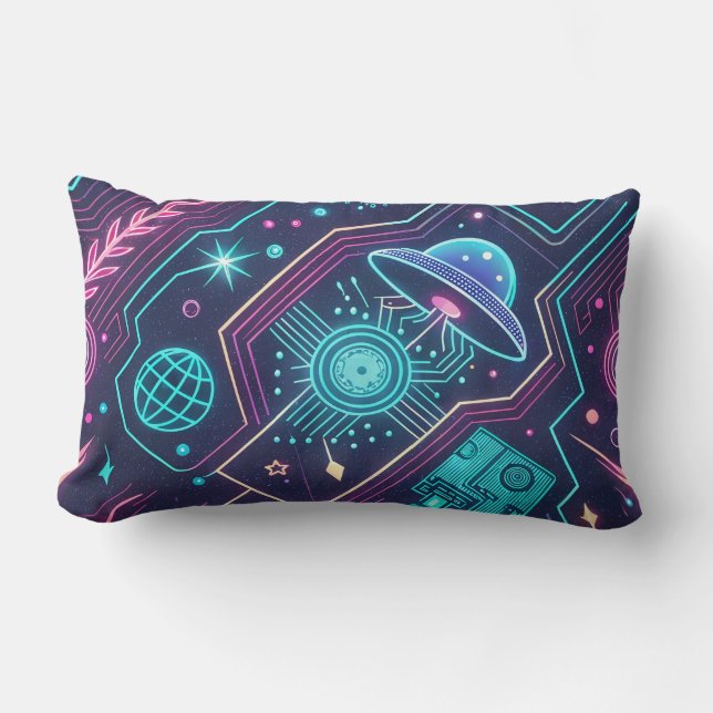 Galaxy themed pillow cover, Sci-fi design pillow (Front)