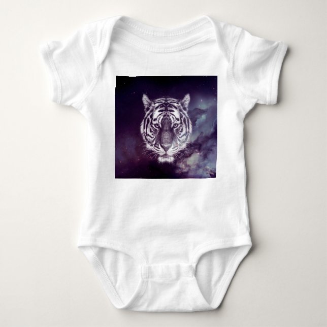 Galaxy Tiger Face Wallpaper Baby Bodysuit (Front)