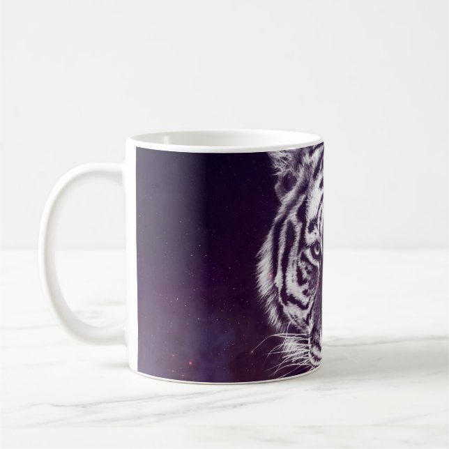 Galaxy Tiger Face Wallpaper Coffee Mug (Left)