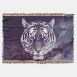 Galaxy Tiger Face Wallpaper Throw Blanket