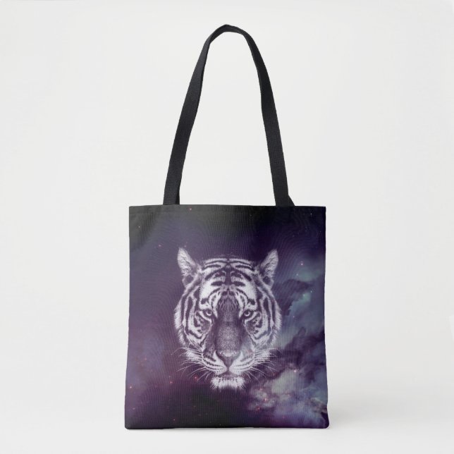 Galaxy Tiger Face Wallpaper Tote Bag (Front)