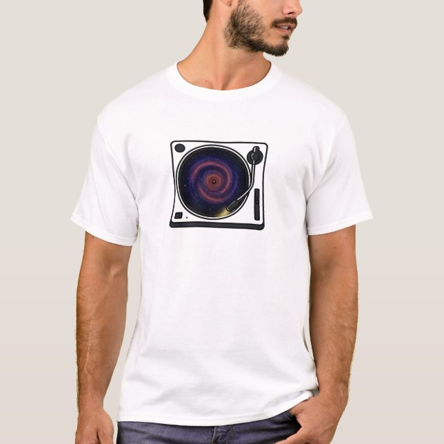 Galaxy Turntable - Cosmic Vinyl Record Player Vect T-Shirt (Front)