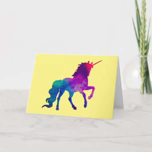 Galaxy Unicorn in Sky Colours of Blue and Purple, Card