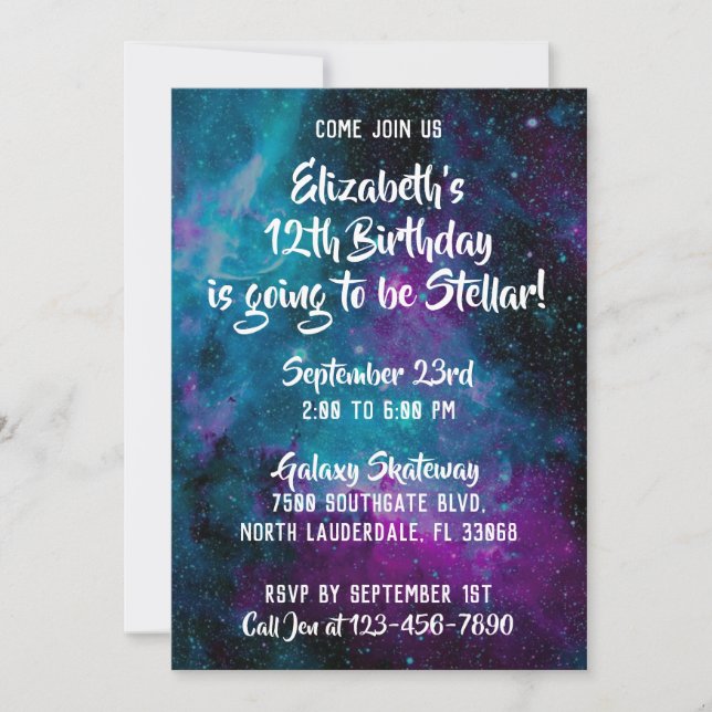 Galaxy Universe Birthday Invite (Front)