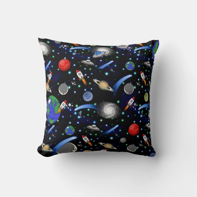 Galaxy Universe - Planets, Stars, Comets, Rockets Cushion (Front)
